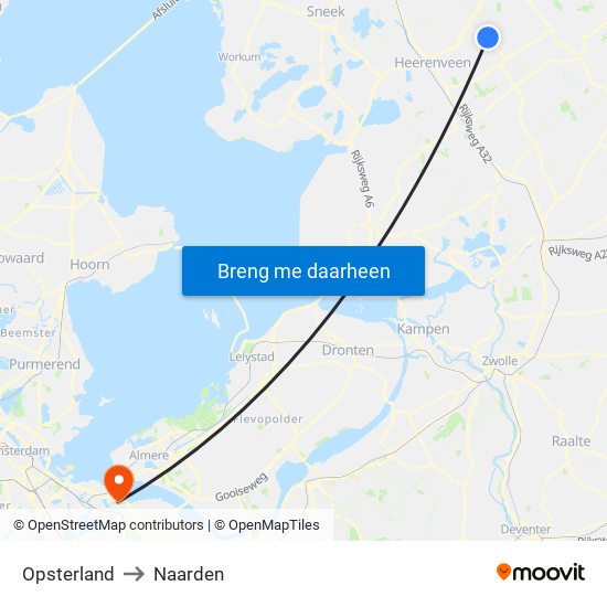 Opsterland to Naarden map