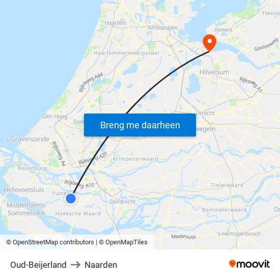 Oud-Beijerland to Naarden map