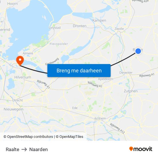 Raalte to Naarden map