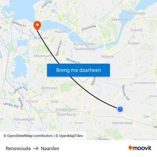 Renswoude to Naarden map