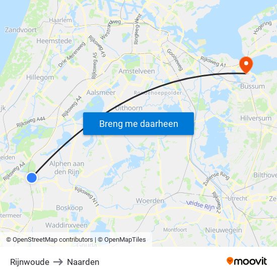 Rijnwoude to Naarden map