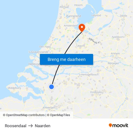 Roosendaal to Naarden map