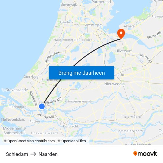 Schiedam to Naarden map