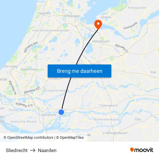 Sliedrecht to Naarden map