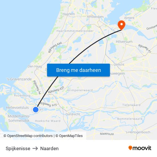 Spijkenisse to Naarden map