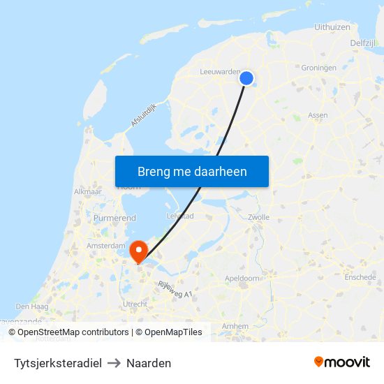 Tytsjerksteradiel to Naarden map