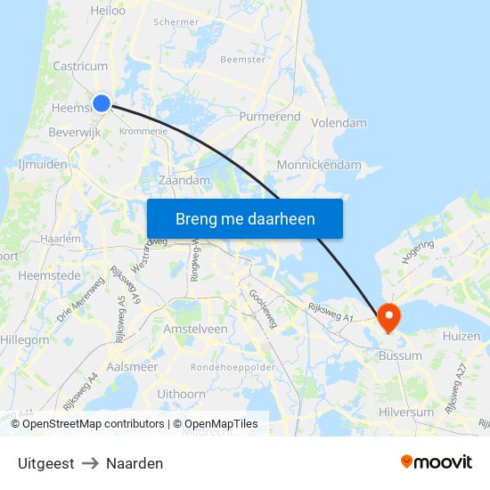 Uitgeest to Naarden map