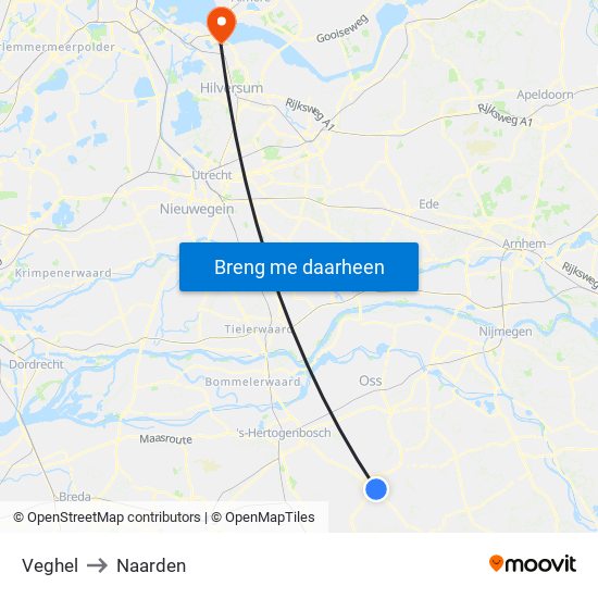 Veghel to Naarden map