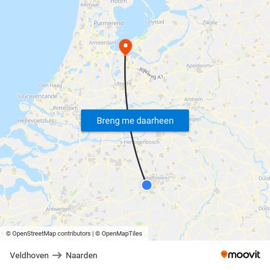 Veldhoven to Naarden map
