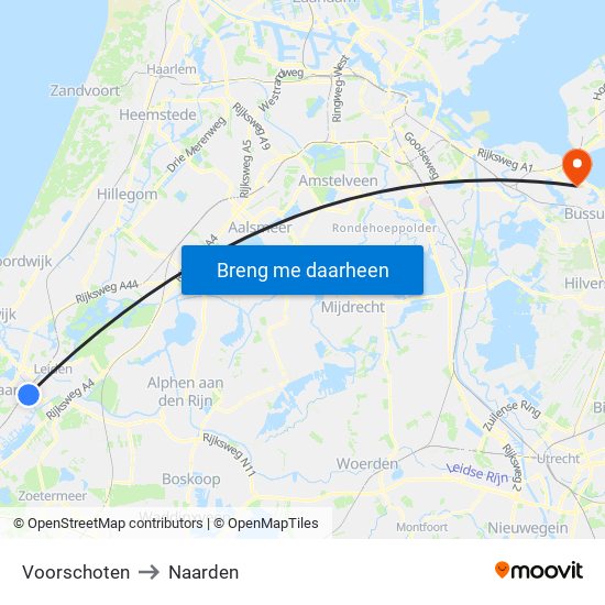 Voorschoten to Naarden map