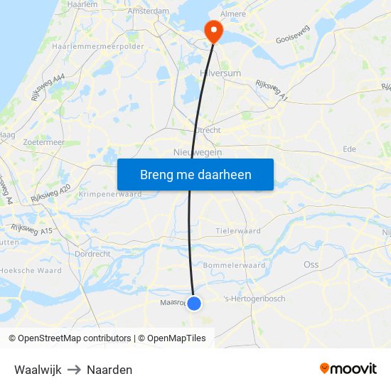 Waalwijk to Naarden map