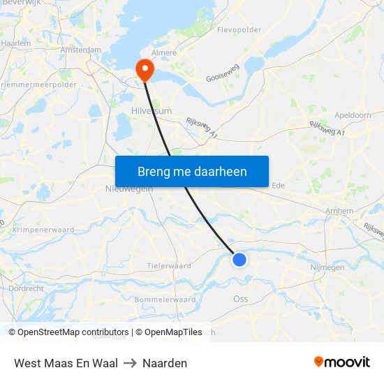 West Maas En Waal to Naarden map