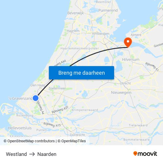 Westland to Naarden map