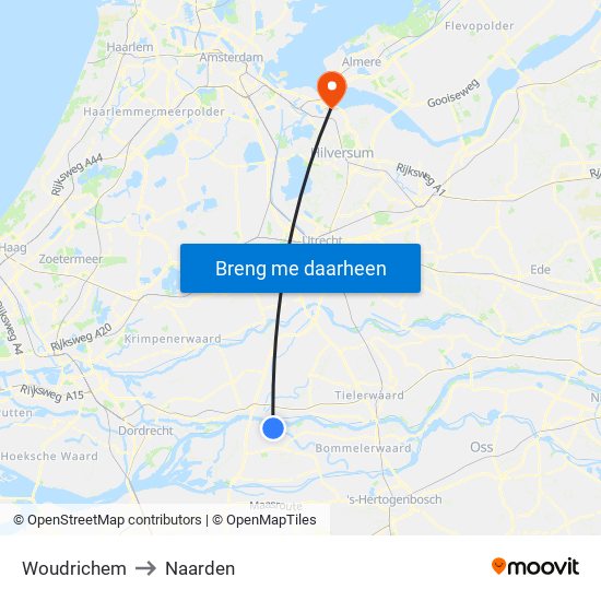 Woudrichem to Naarden map