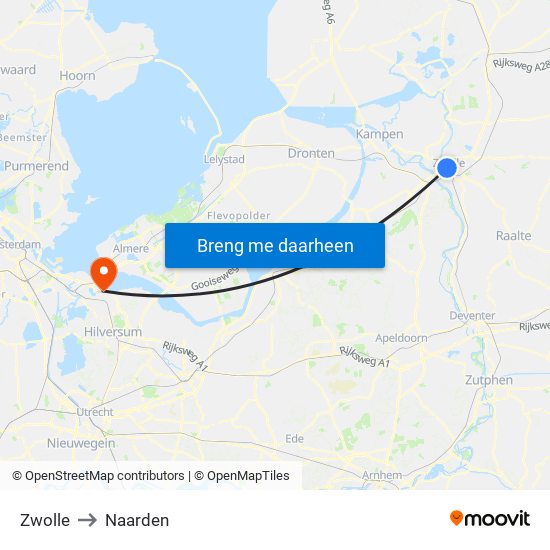 Zwolle to Naarden map