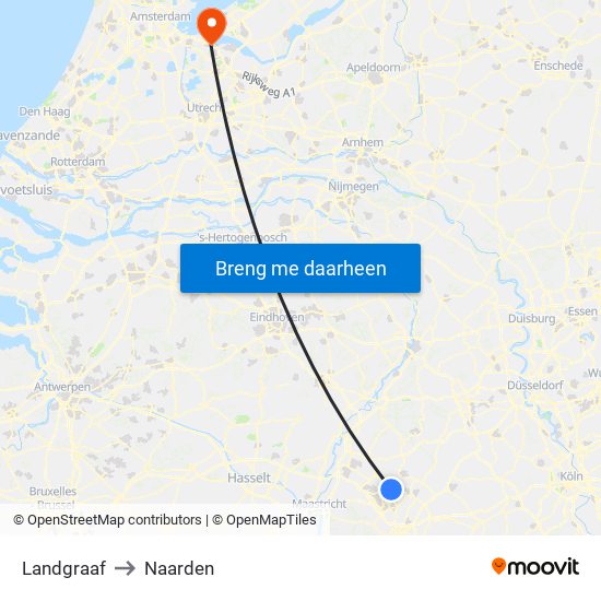 Landgraaf to Naarden map