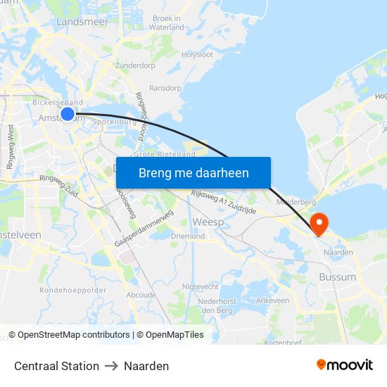 Centraal Station to Naarden map