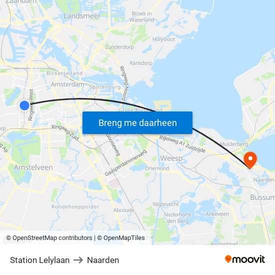 Station Lelylaan to Naarden map