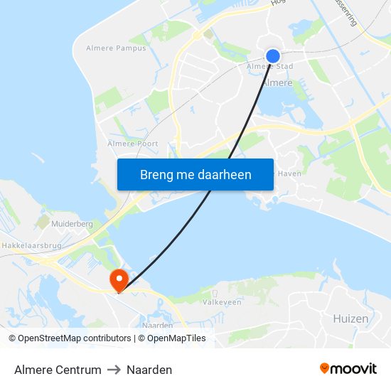 Almere Centrum to Naarden map