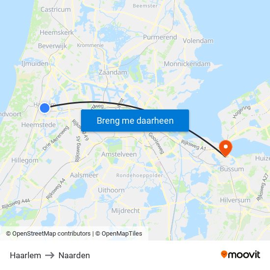 Haarlem to Naarden map