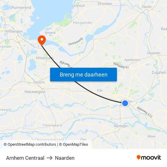 Arnhem Centraal to Naarden map