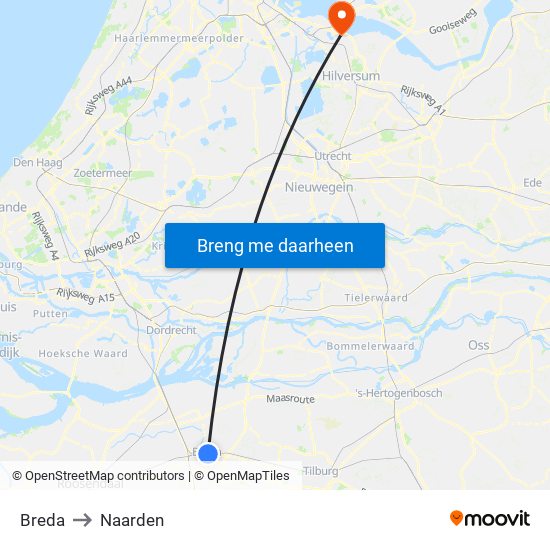 Breda to Naarden map