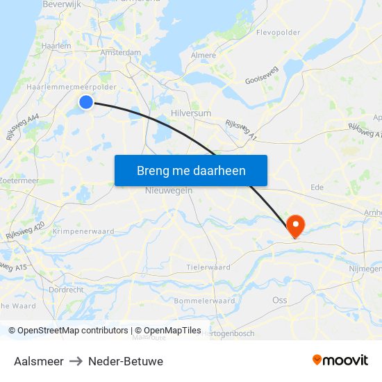 Aalsmeer to Neder-Betuwe map