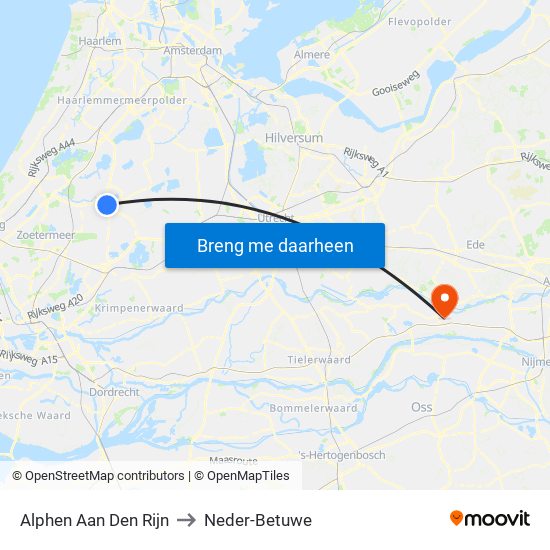 Alphen Aan Den Rijn to Neder-Betuwe map
