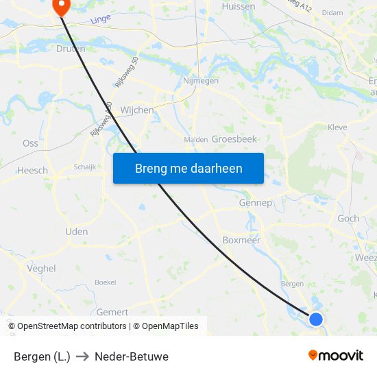 Bergen (L.) to Neder-Betuwe map
