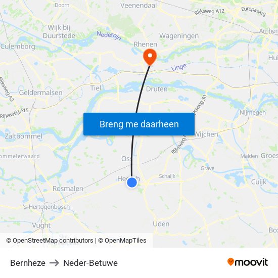 Bernheze to Neder-Betuwe map