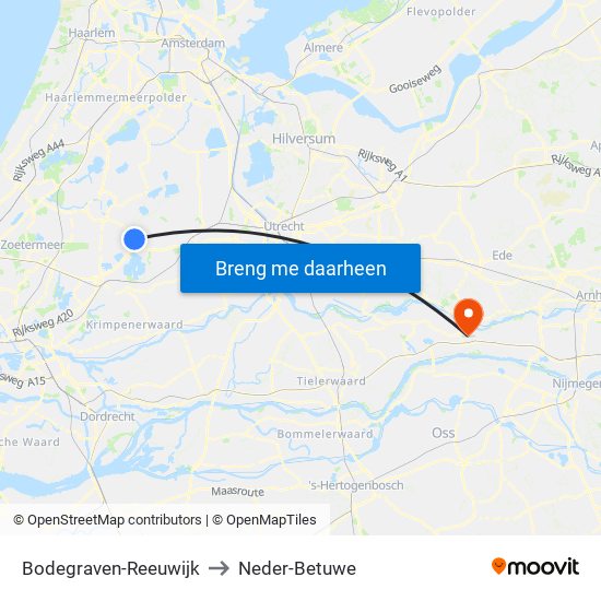 Bodegraven-Reeuwijk to Neder-Betuwe map