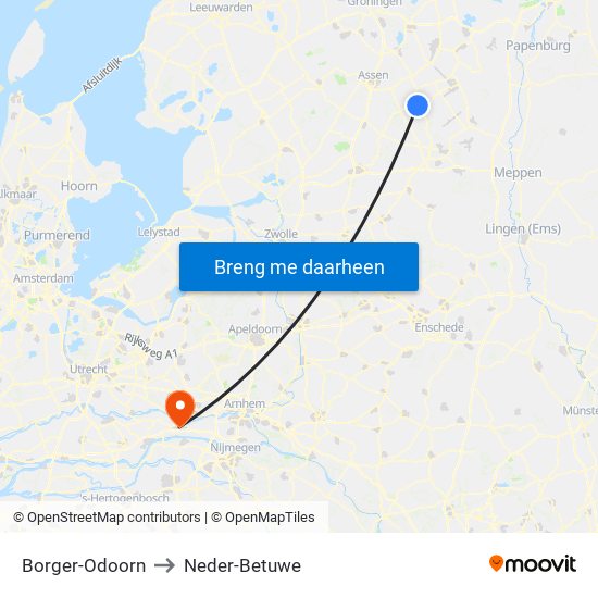 Borger-Odoorn to Neder-Betuwe map