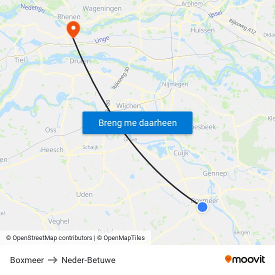 Boxmeer to Neder-Betuwe map