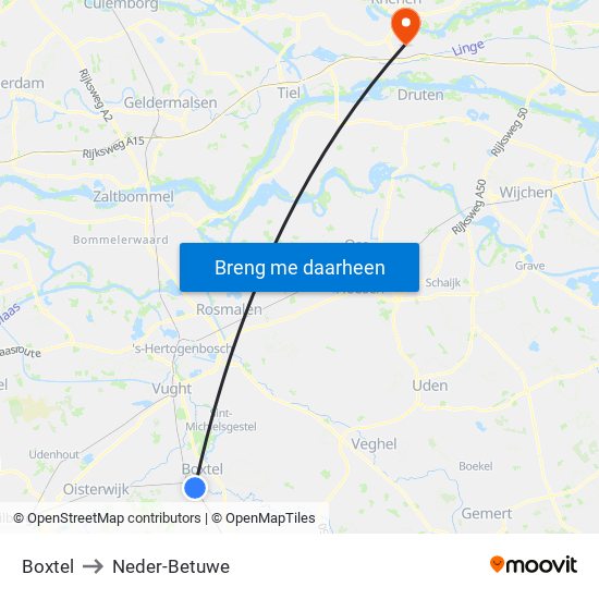 Boxtel to Neder-Betuwe map
