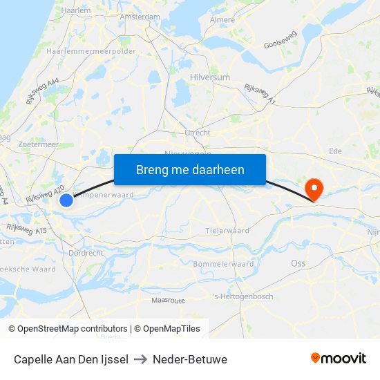 Capelle Aan Den Ijssel to Neder-Betuwe map