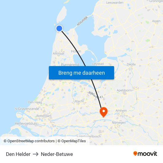 Den Helder to Neder-Betuwe map