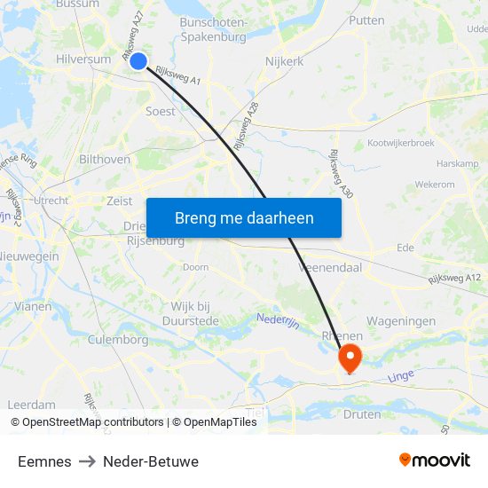 Eemnes to Neder-Betuwe map