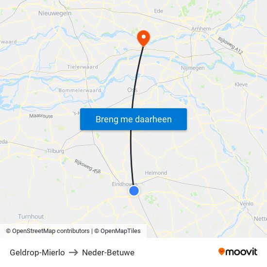 Geldrop-Mierlo to Neder-Betuwe map