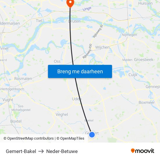 Gemert-Bakel to Neder-Betuwe map