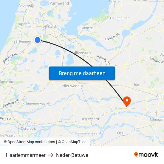 Haarlemmermeer to Neder-Betuwe map
