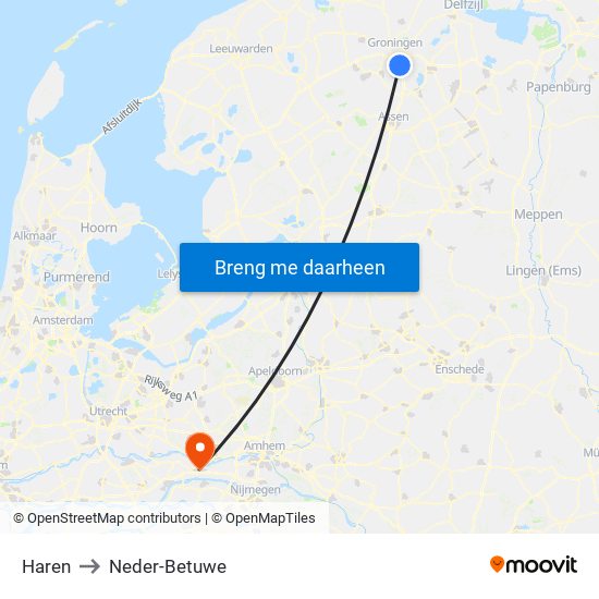 Haren to Neder-Betuwe map