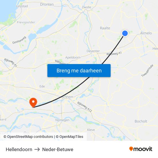 Hellendoorn to Neder-Betuwe map