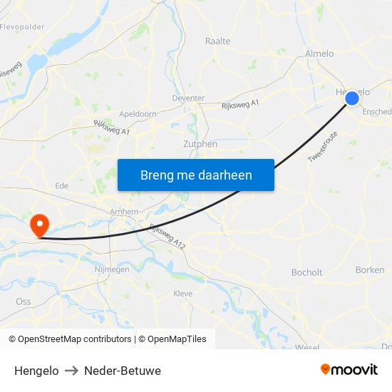 Hengelo to Neder-Betuwe map