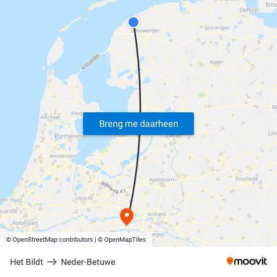 Het Bildt to Neder-Betuwe map