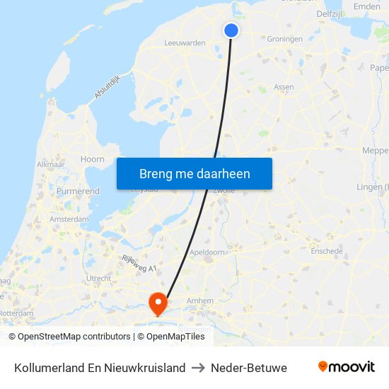 Kollumerland En Nieuwkruisland to Neder-Betuwe map