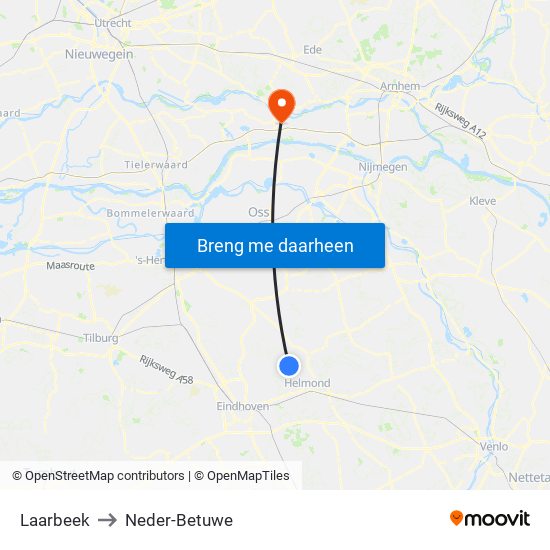 Laarbeek to Neder-Betuwe map