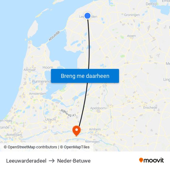 Leeuwarderadeel to Neder-Betuwe map