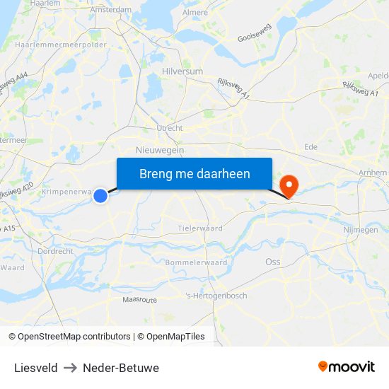 Liesveld to Neder-Betuwe map
