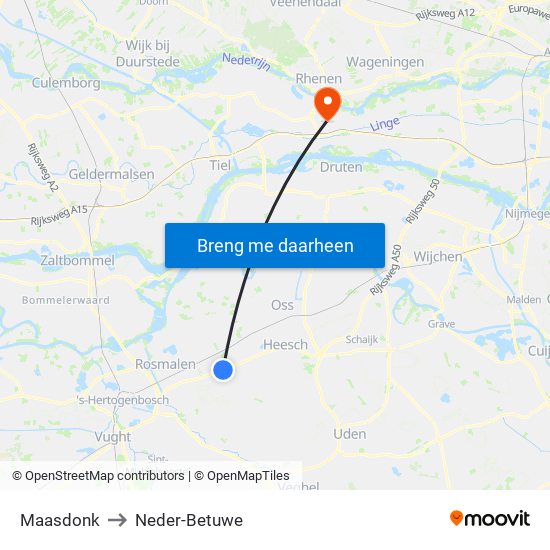 Maasdonk to Neder-Betuwe map