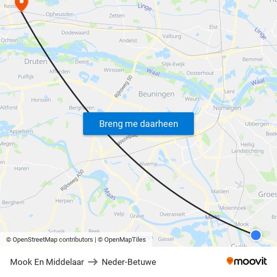 Mook En Middelaar to Neder-Betuwe map
